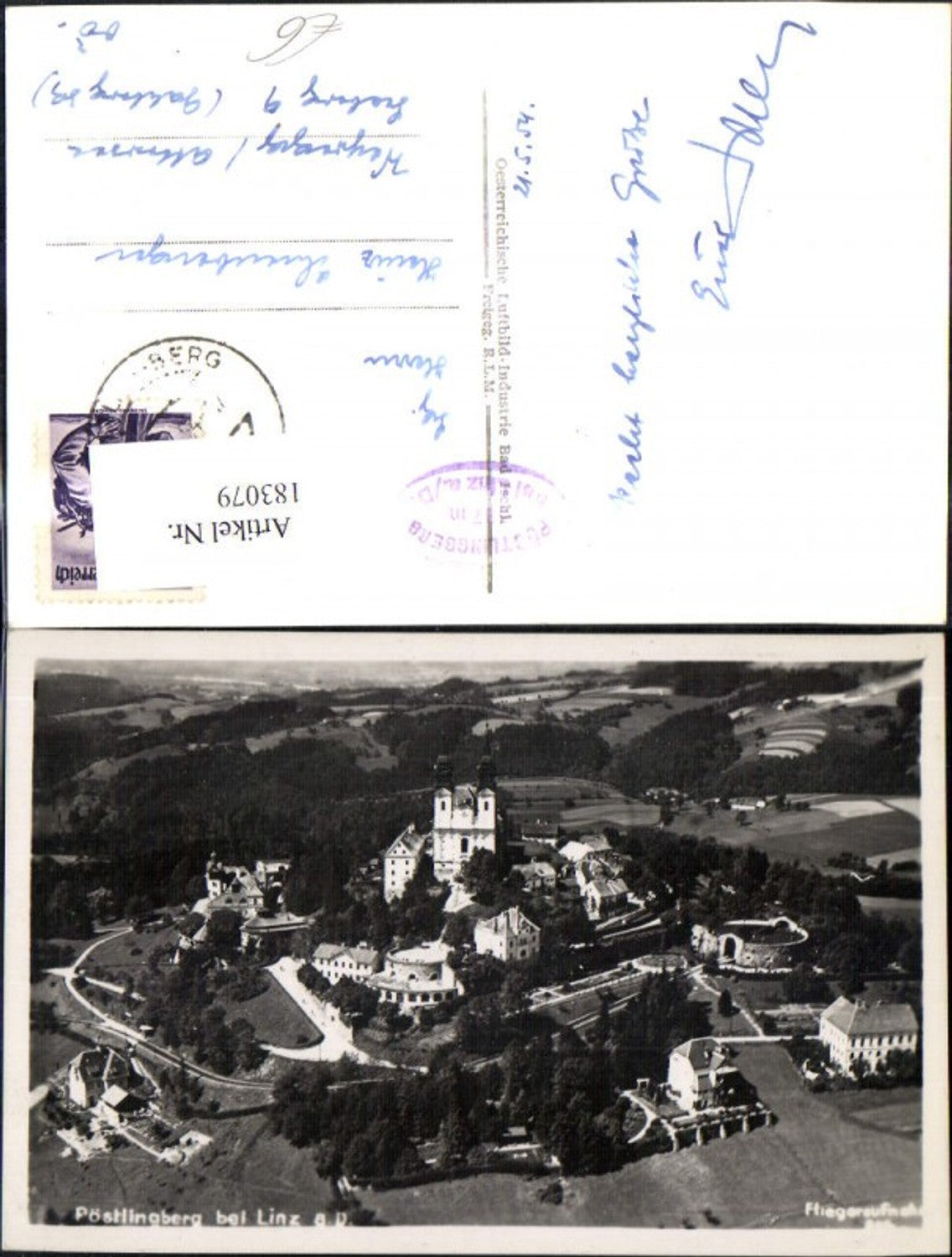 183079,Linz Pöstlingberg Totale Flugaufnahme