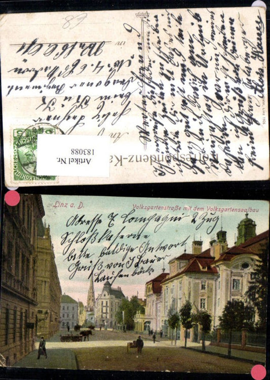 183088,Linz Volksgartenstraße m. d. Volksgartensaalbau Straßenansicht