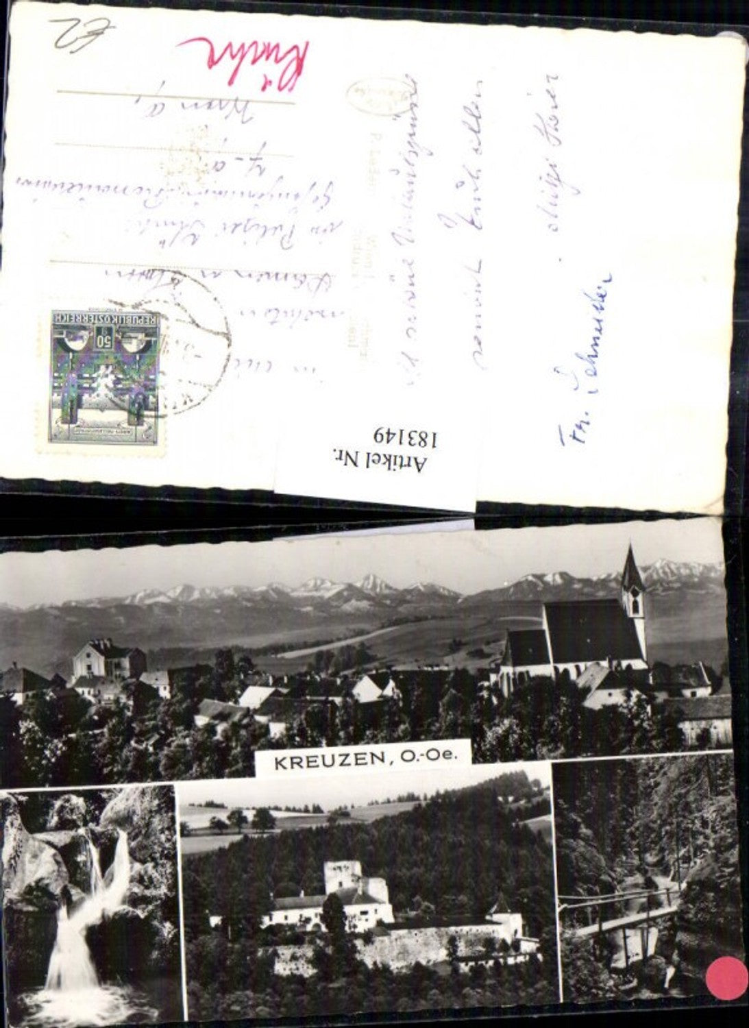 183149,Bad Kreuzen Totale Wasserfall Burg Mehrbildkarte