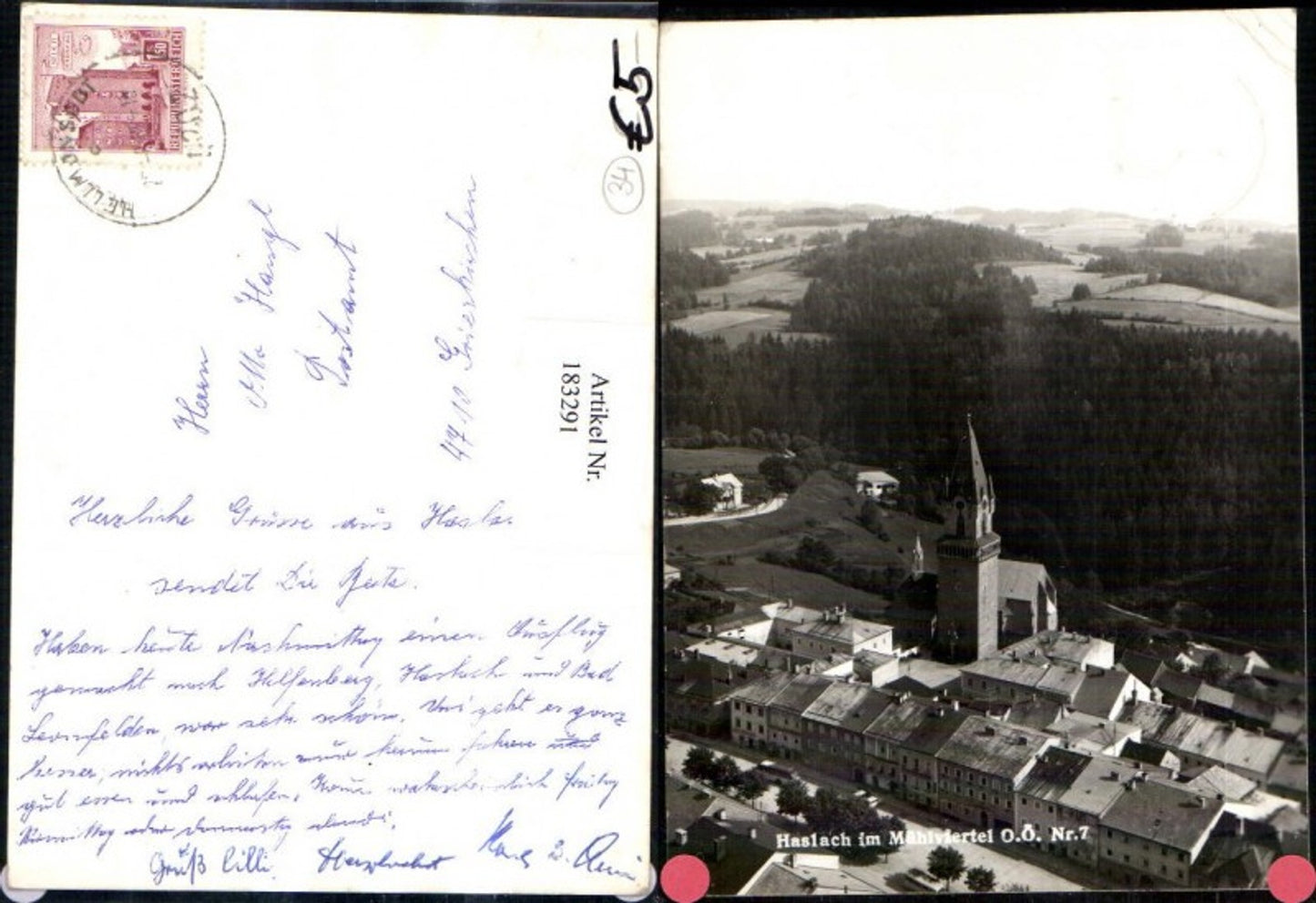 183291, Haslach im Mühlviertel, partial view, aerial photograph