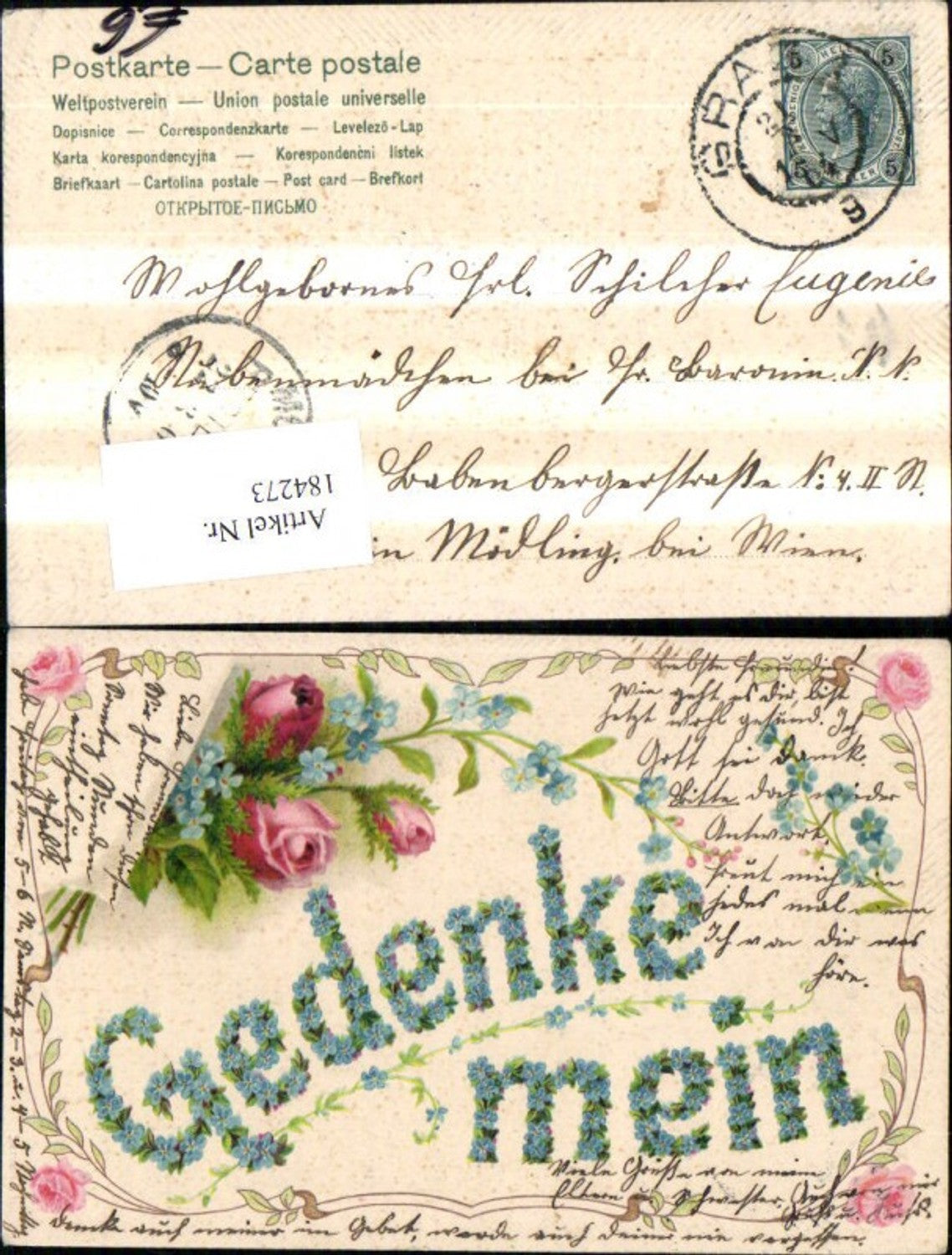 184273,Gückwunsch Präge Ak Gedenke mein Blumenranke Blumen Rosen