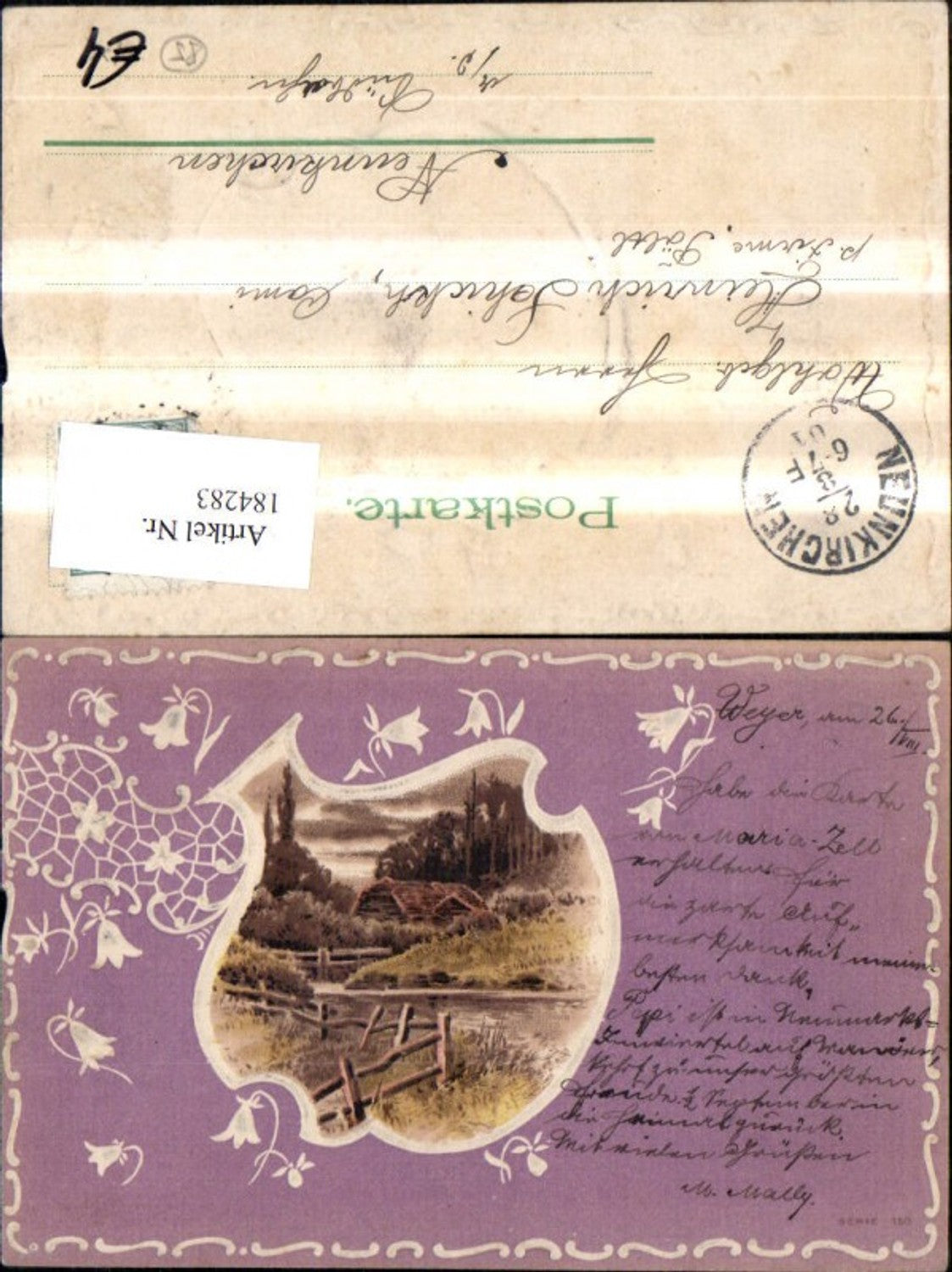 184283,Gückwunsch Präge Ak Landschaft i. Rahmen Blumen Ranke