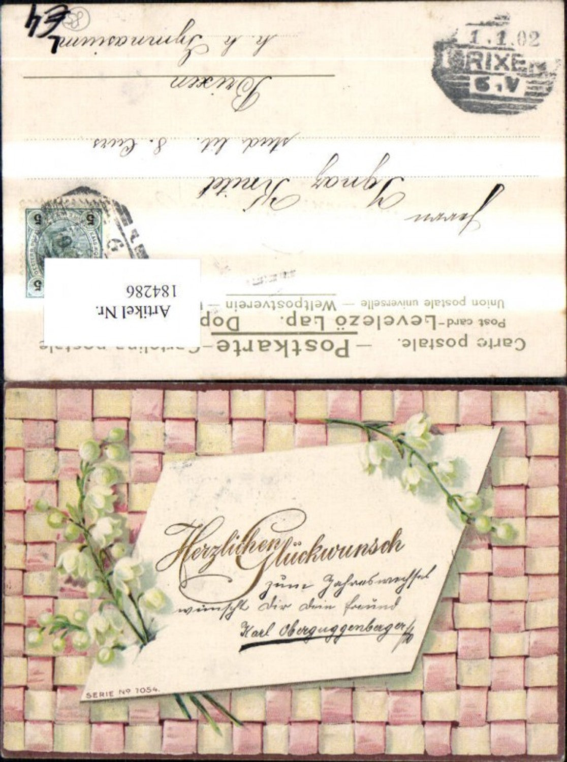 184286,Gückwunsch Präge Litho Blatt Papier Brief Maiglöckchen Blumen