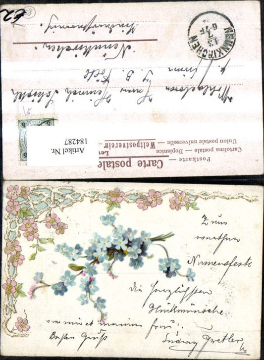 184287,Gückwunsch Präge Ak Blumen Veilchen Ranke Goldverzierung