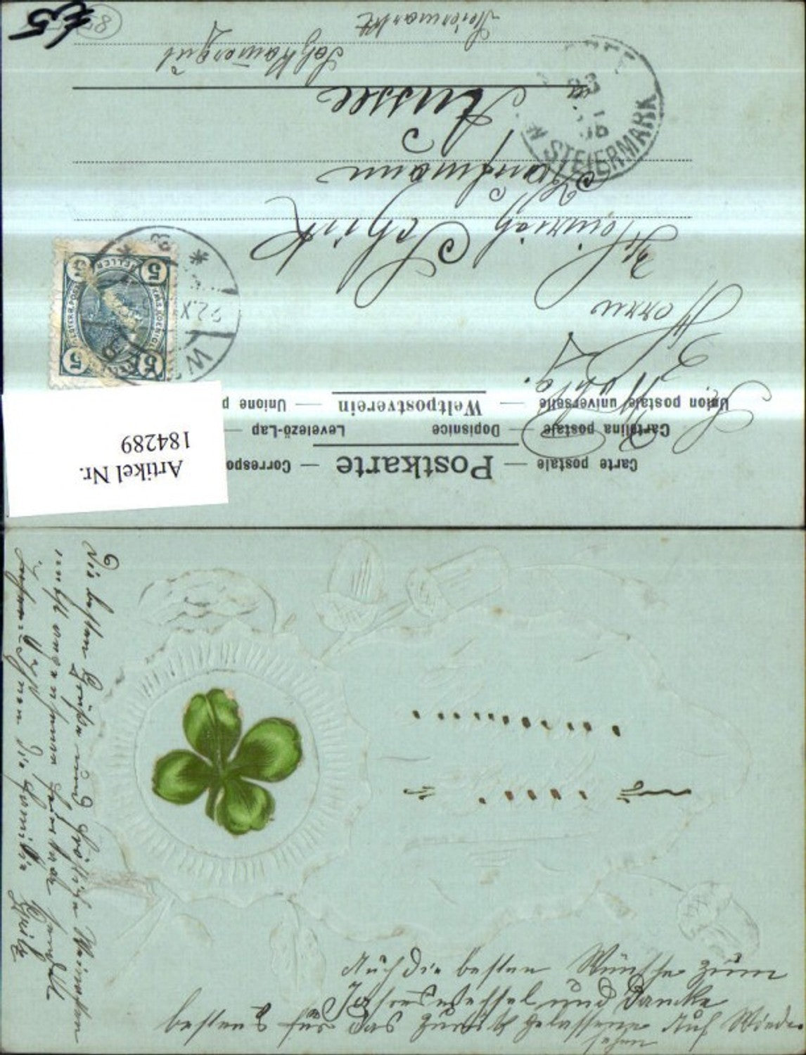 184289,Gückwunsch Präge Ak Kleeblatt