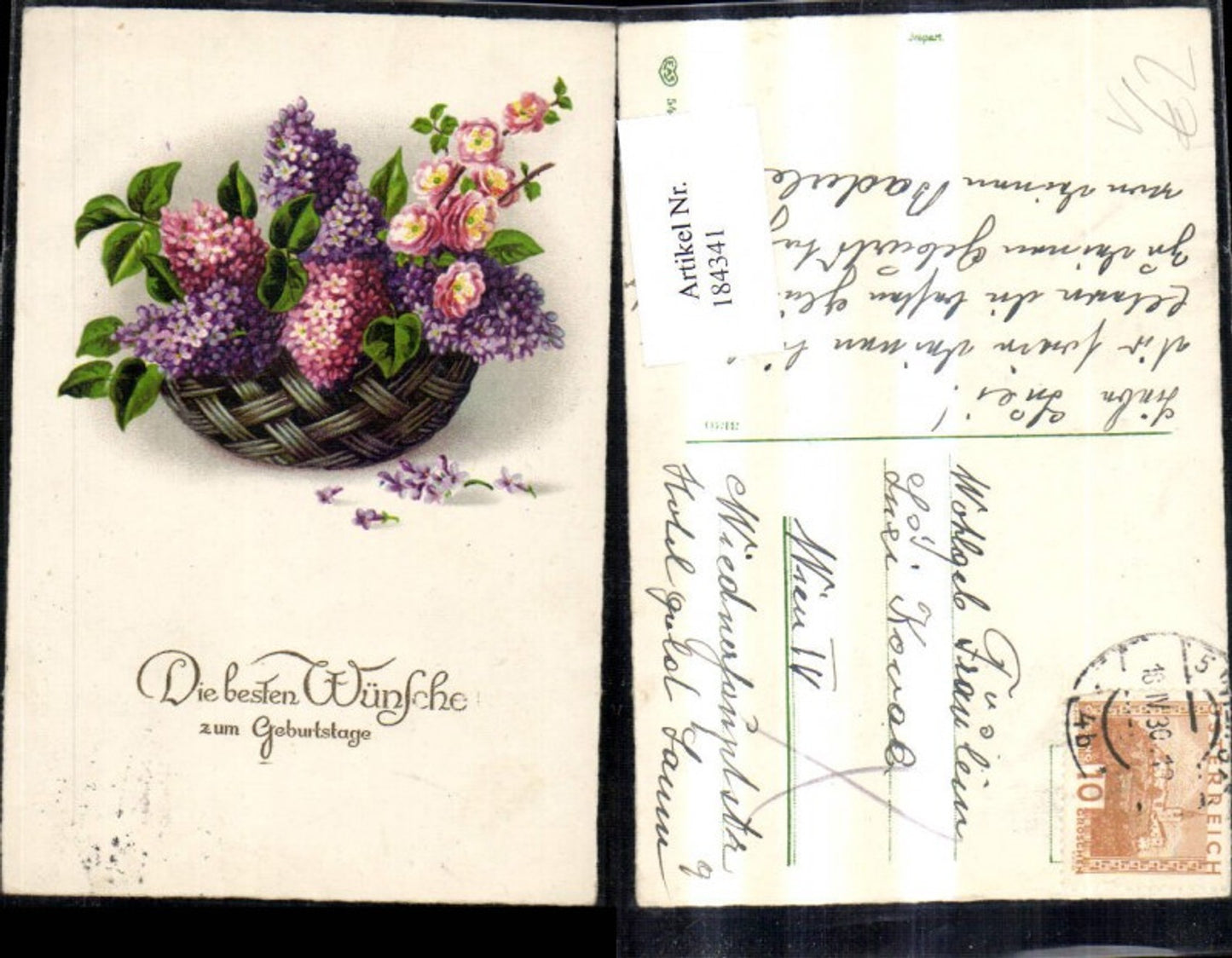 184341,Geburtstag Blumenkorb Blumen Glitzerschrift pub EAS5482