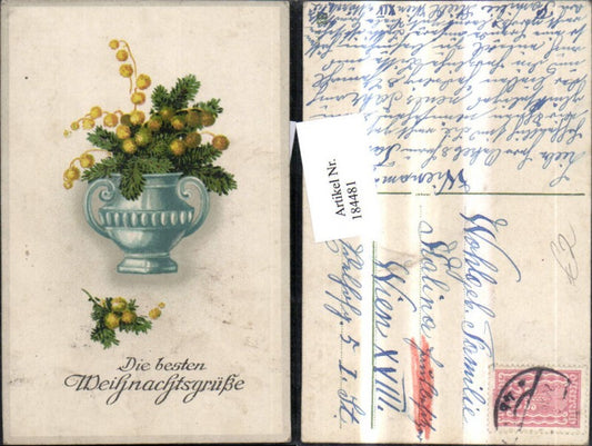 184481, Christmas vase with fir branches