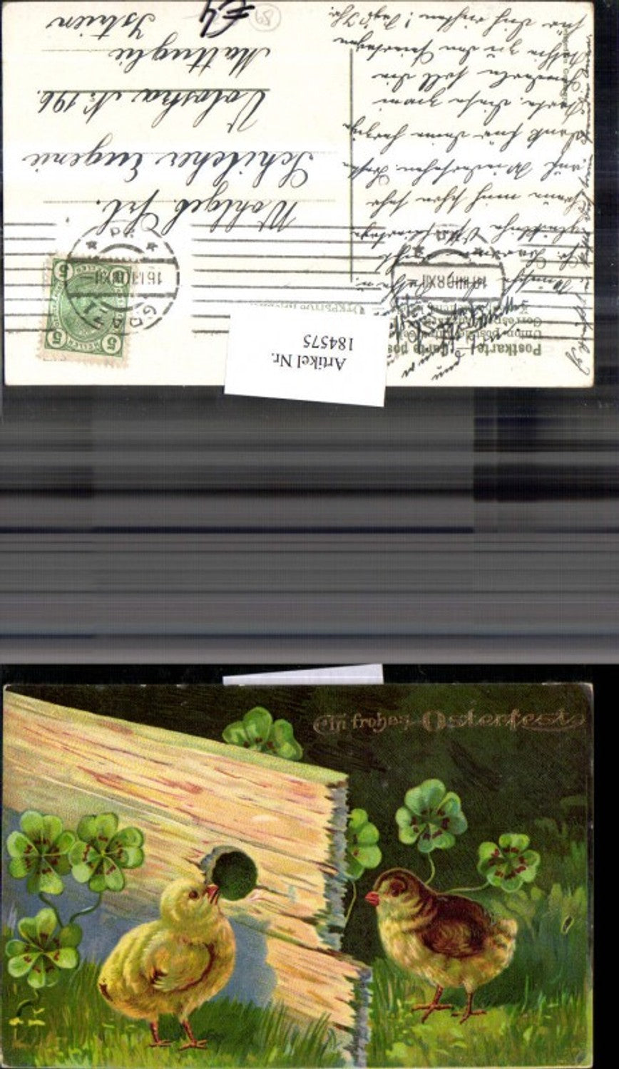 184575,Ostern Küken Holzbrett Loch Kleeblätter Klee
