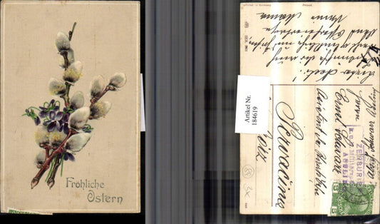 184619, Easter stamp AK Palm branch Violet pub HWB 3001