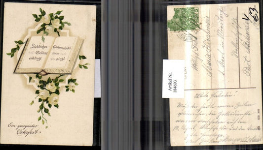 184693, Easter embossing AK book white roses pub HWB 3032