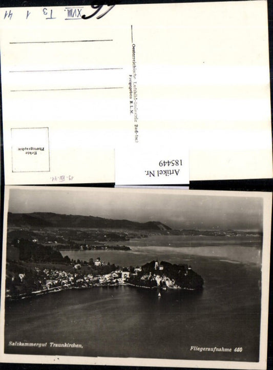 185449,Salzkammergut Traunkirchen Totale Flugaufnahme