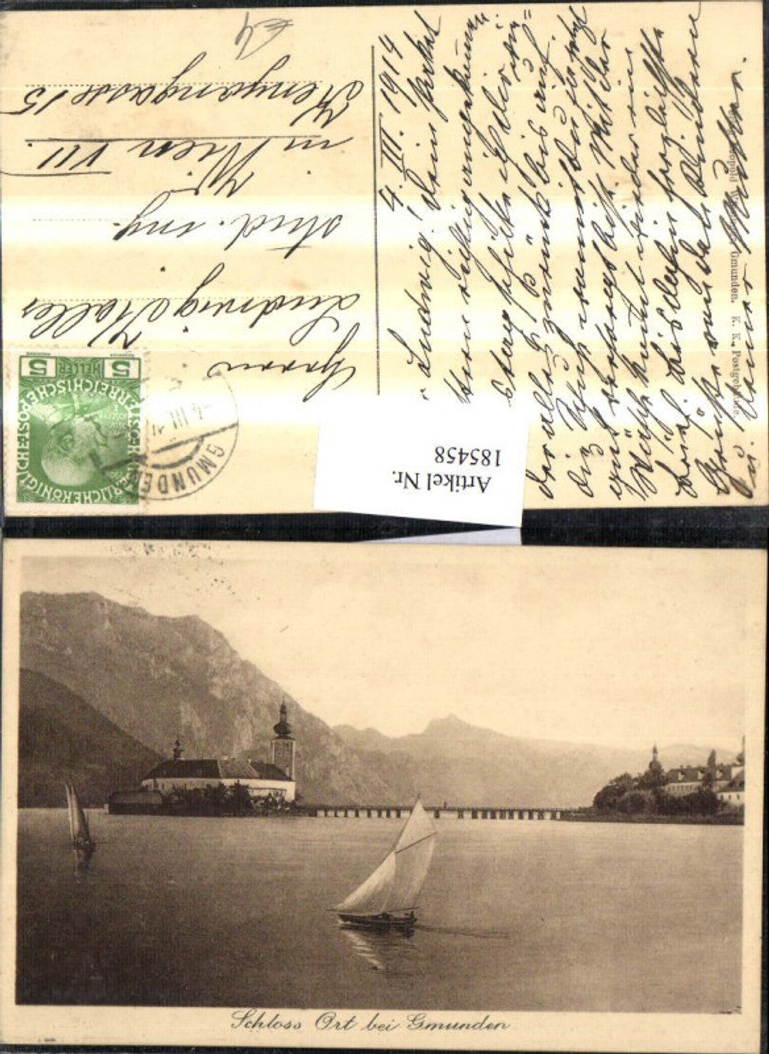 185458,Schloss Ort b. Gmunden See Segelschiff