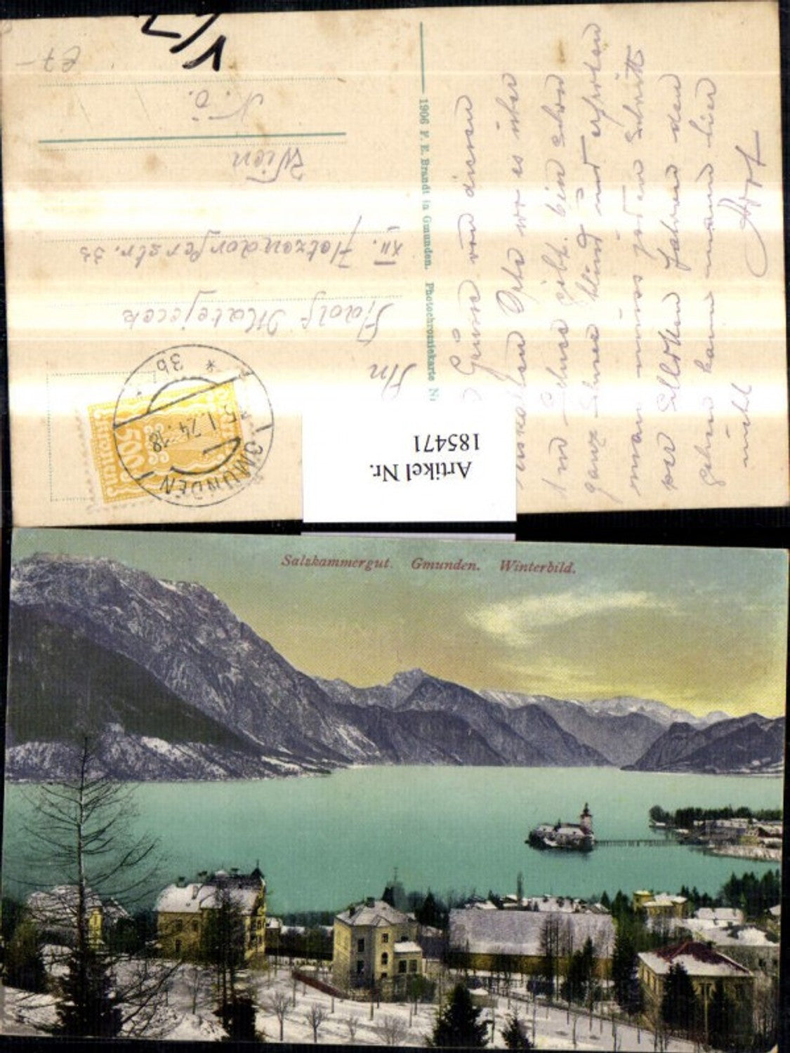 185471,Salzkammergut Gmunden Teilansicht Winterbild Schloss Ort pub Brandt 664