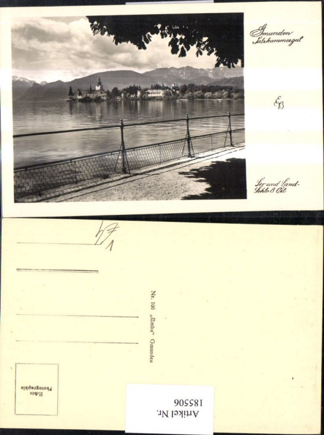 185506,Salzkammergut Gmunden See u. Schloss Ort pub Emba 016