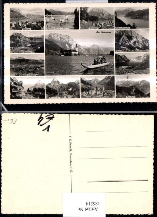 185514,Der Traunsee Gmunden Altmünster Traunkirchen Ebensee Feuerkogel Strandbad Mehrbildkarte pub Brandt