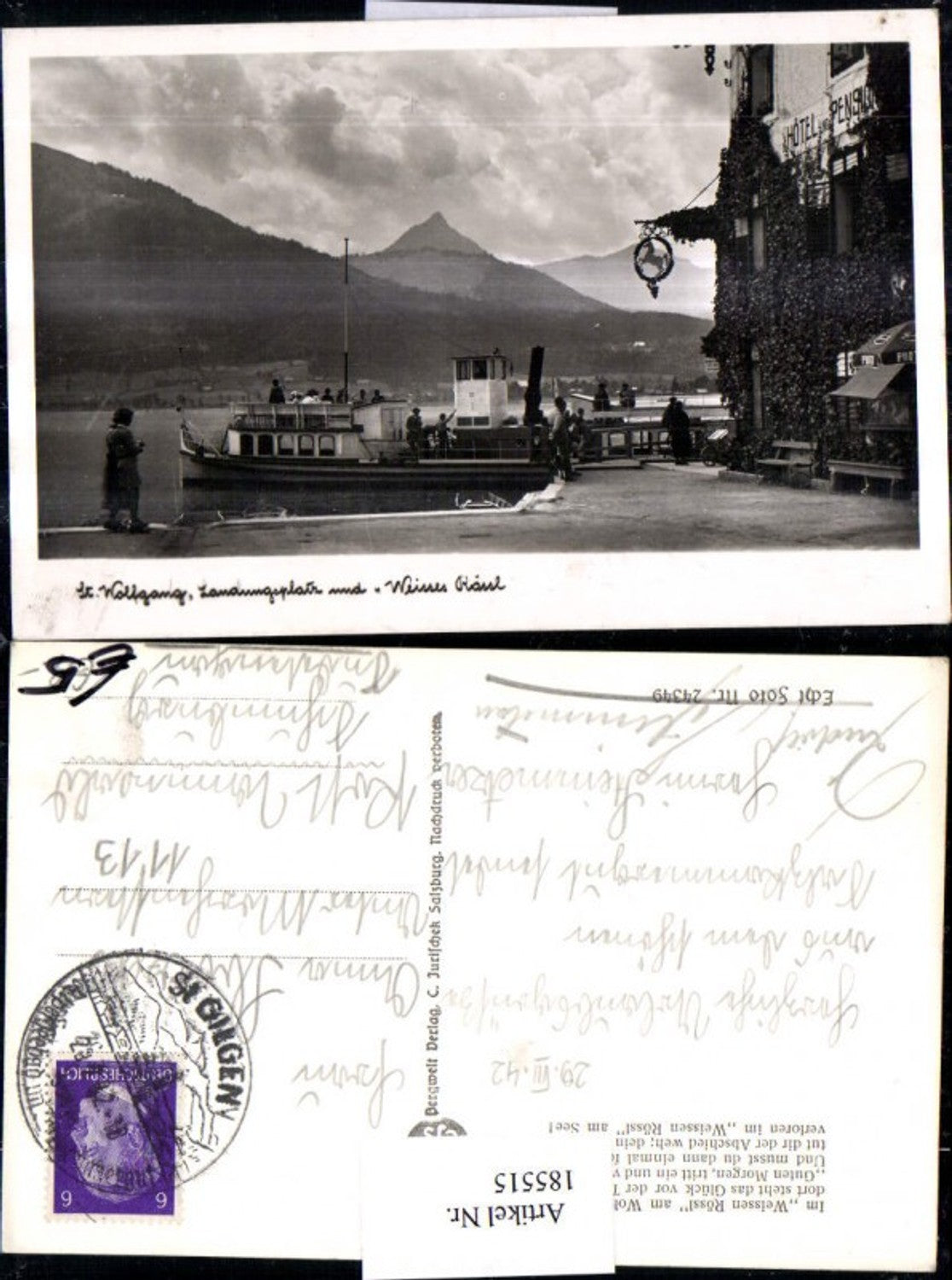 185515,St. Wolfgang Landungsplatz Dampfschiff u. Weisses Rössl