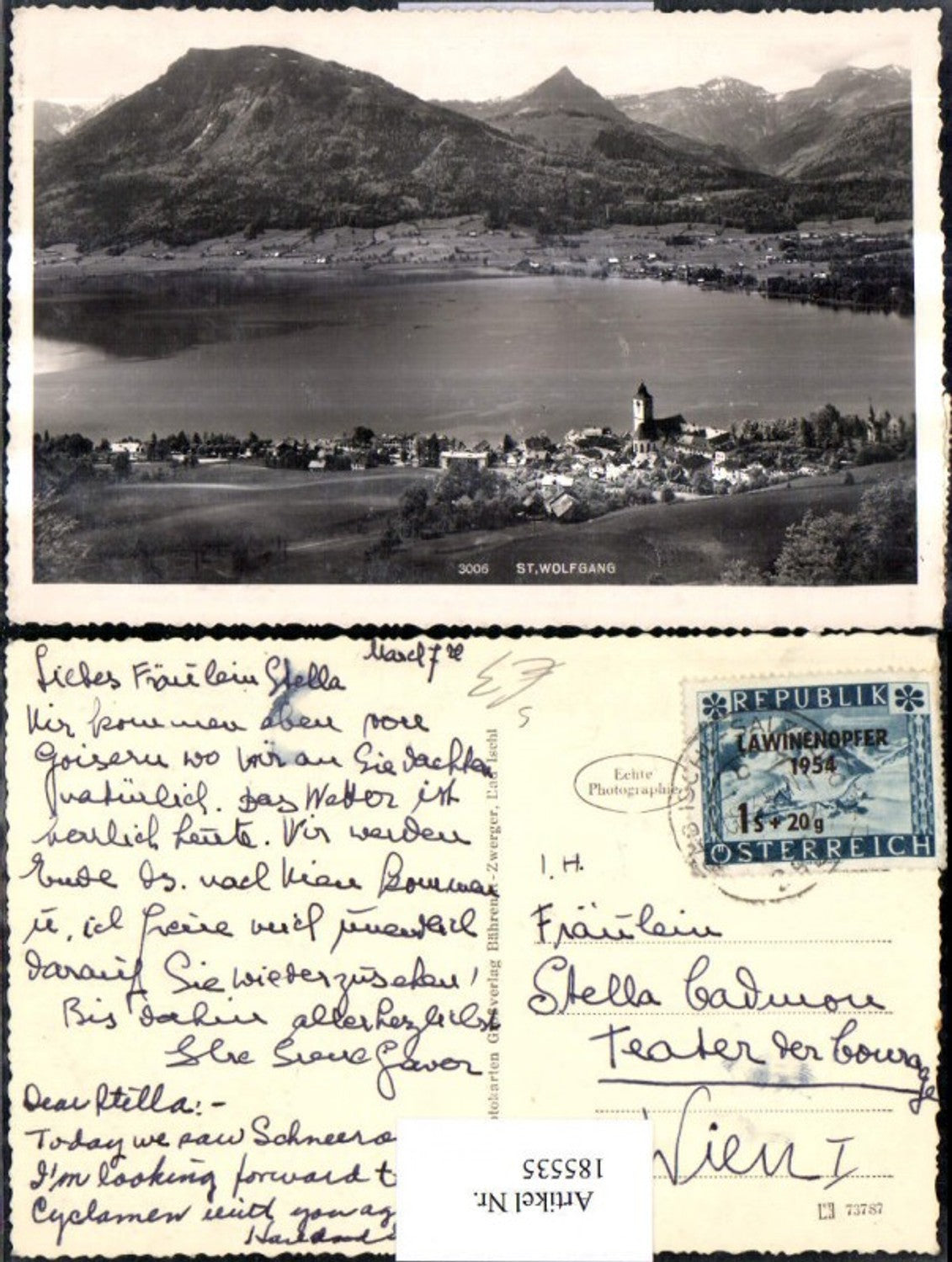 185535,St. Wolfgang Totale Stempel Lawinenopfer 1954