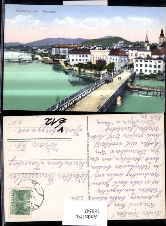 185543,Salzkammergut Gmunden Teilansicht Brücke pub Brandt 750