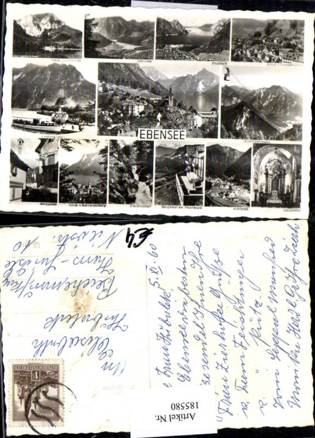 185580,Ebensee Seilschwebebahn Berggasse Landungsplatz Langbathsee Offensee Rindbach Kohlstatt Mehrbildkarte