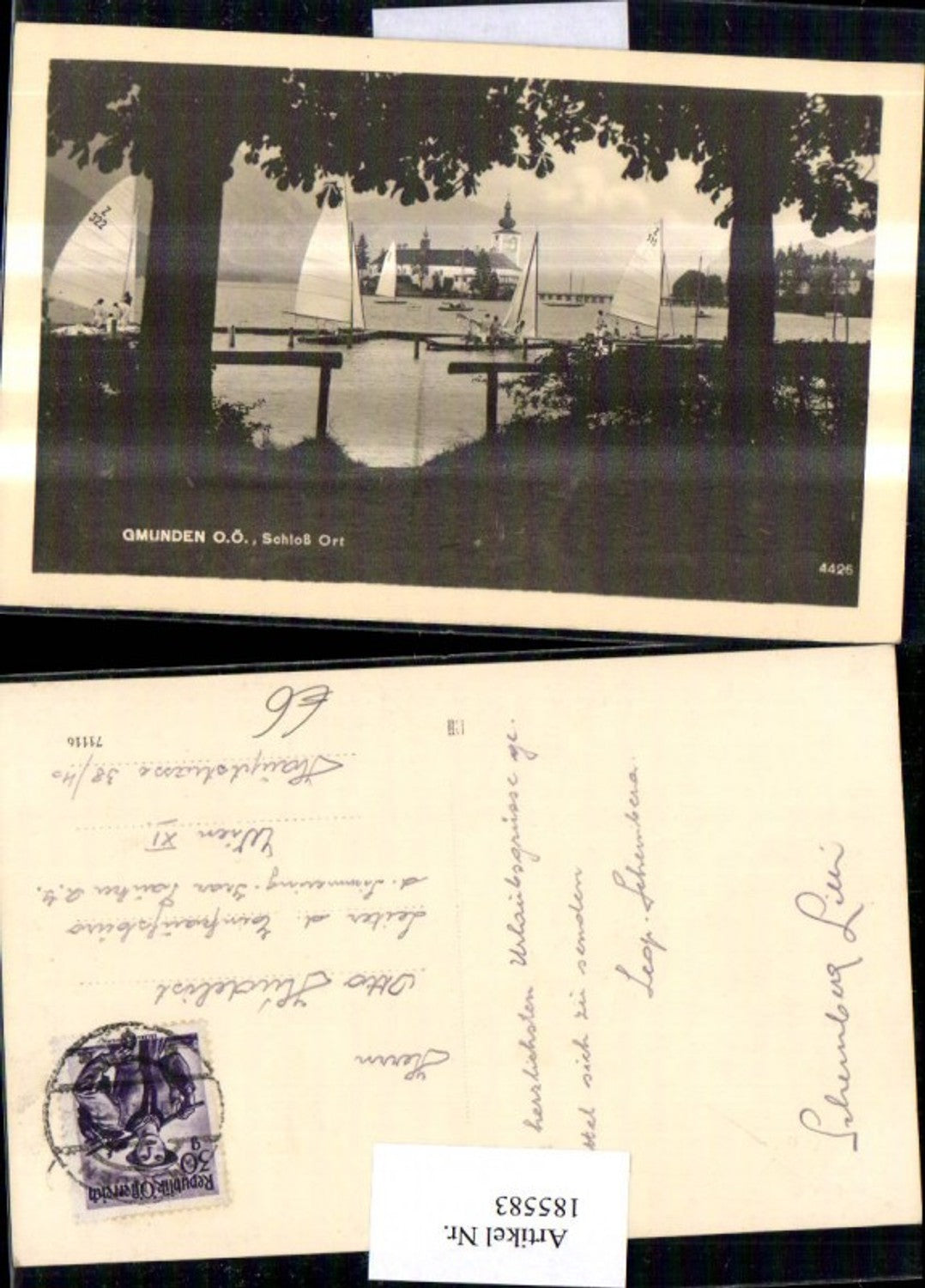 185583,Gmunden Partie Schloss Orth Segelschiffe