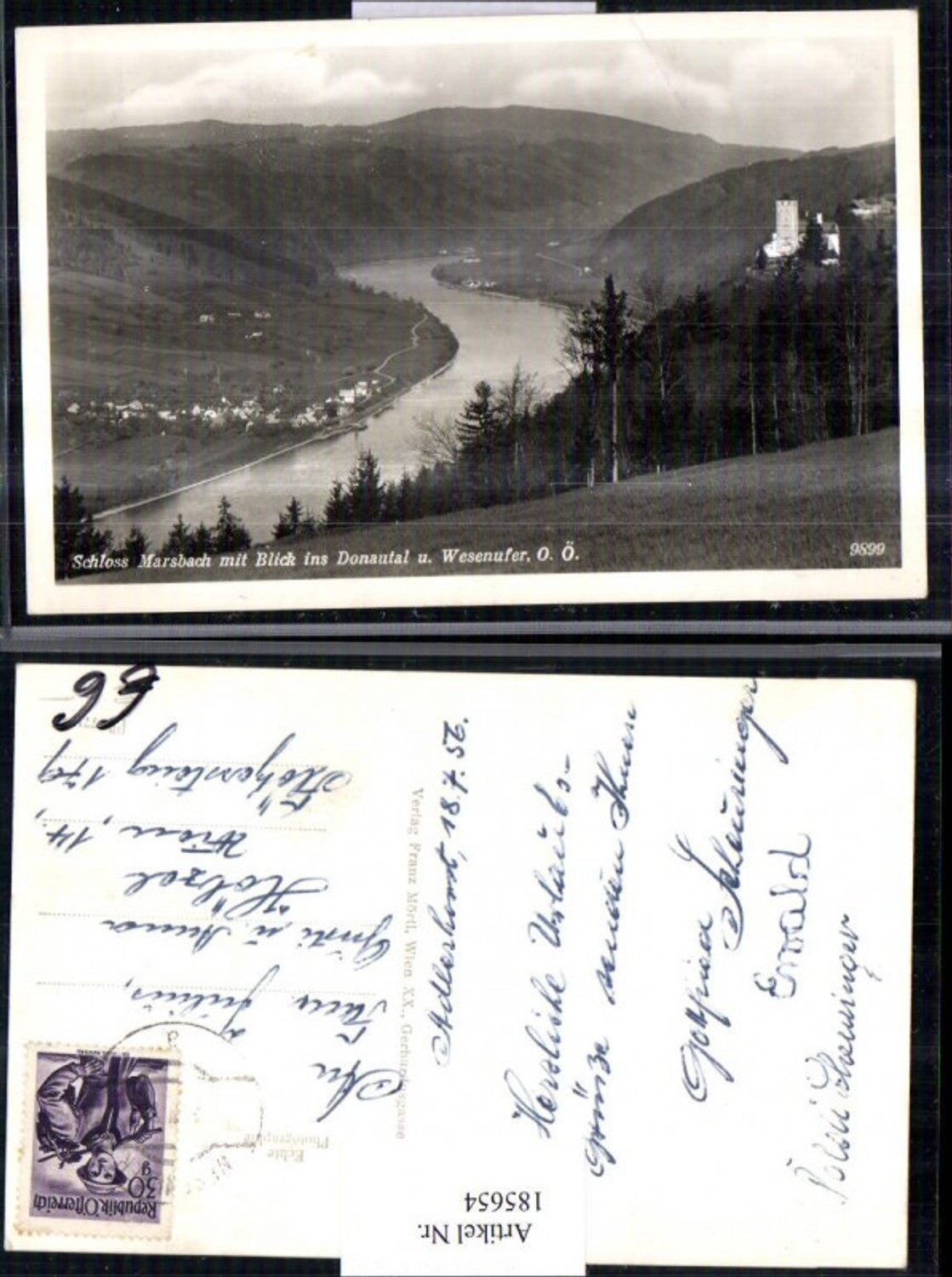 185654, Marsbach Castle with a view of the Danube valley and the Wesenufer