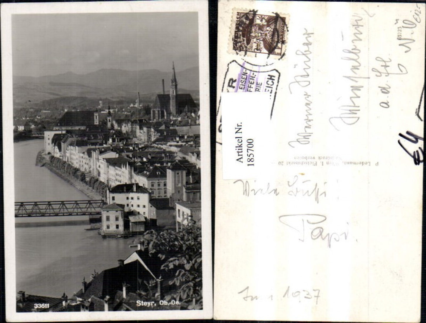 185700,Steyr Teilansicht m. Brücke 1937