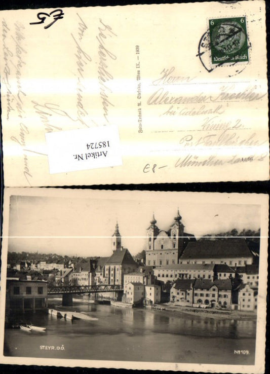 185724,Steyr Ansicht m. Brücke Kirche