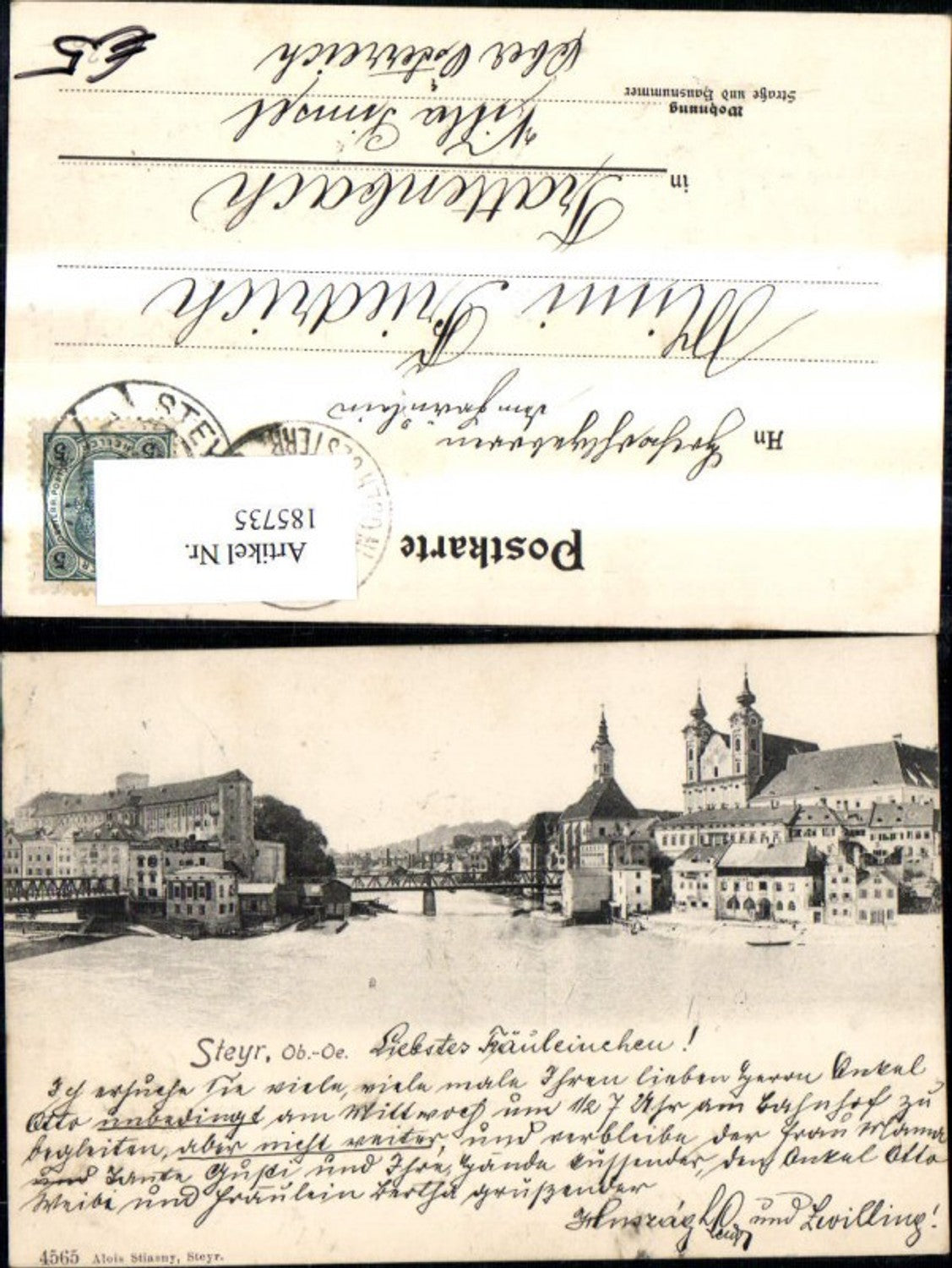 185735,Steyr Teilansicht m. Zusammenfluss v. Steyr u. Enns