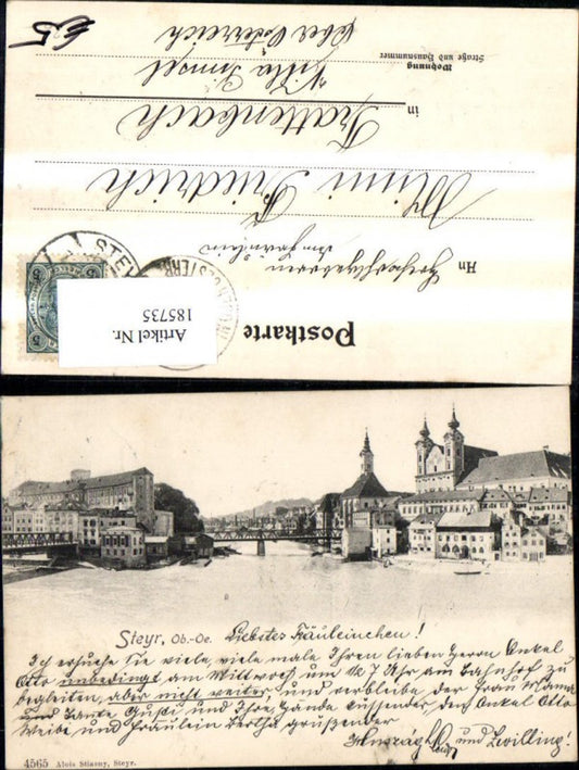 185735,Steyr Teilansicht m. Zusammenfluss v. Steyr u. Enns