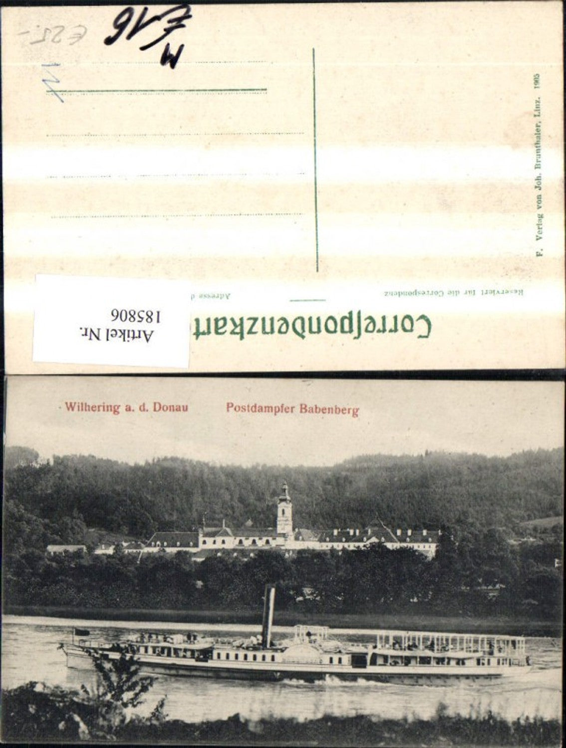185806,Wilhering a. d. Donau Postdampfer Babenberg Schiff