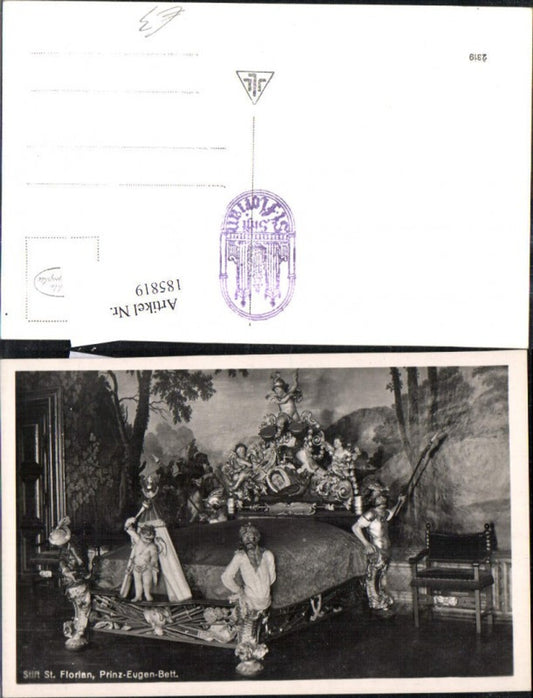 185819,St Florian Stift Innenansicht m. Prinz Eugen Bett Foto Ak