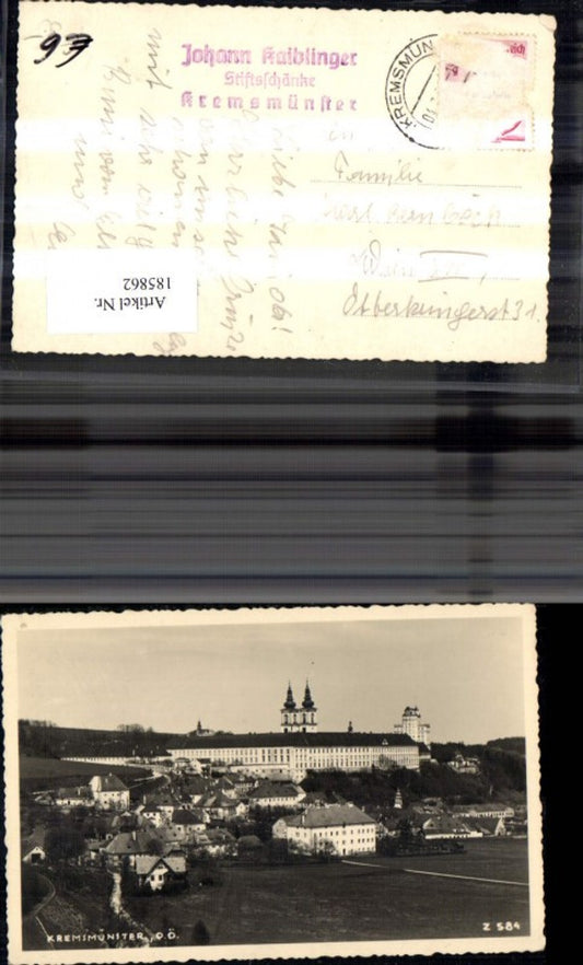 185862,Kremsmünster Teilansicht m. Stift i. Hintergrund Foto Ak