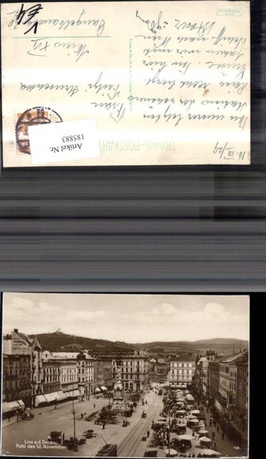 185883,Linz Hauptplatz m. Strassenbahn Personen pub Trinks 18