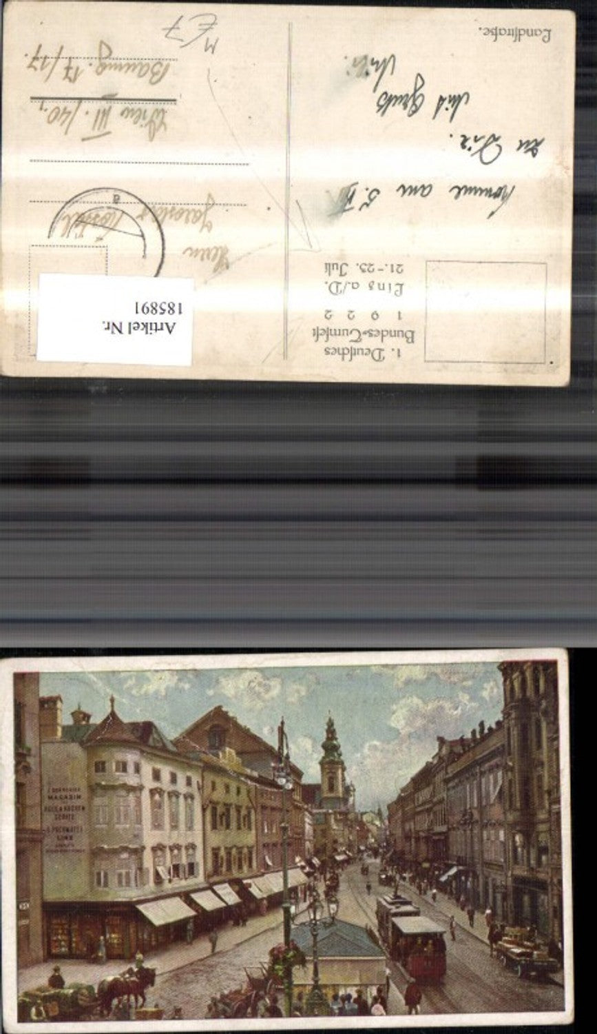 185891,Künstler Ak Linz Landstrasse 1 Dt. Bundes Turnfest