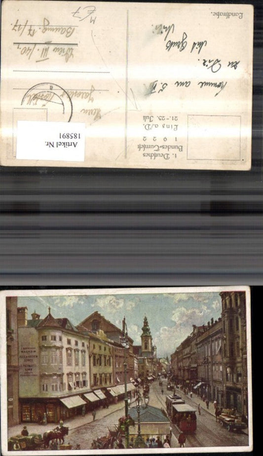 185891,Künstler Ak Linz Landstrasse 1 Dt. Bundes Turnfest