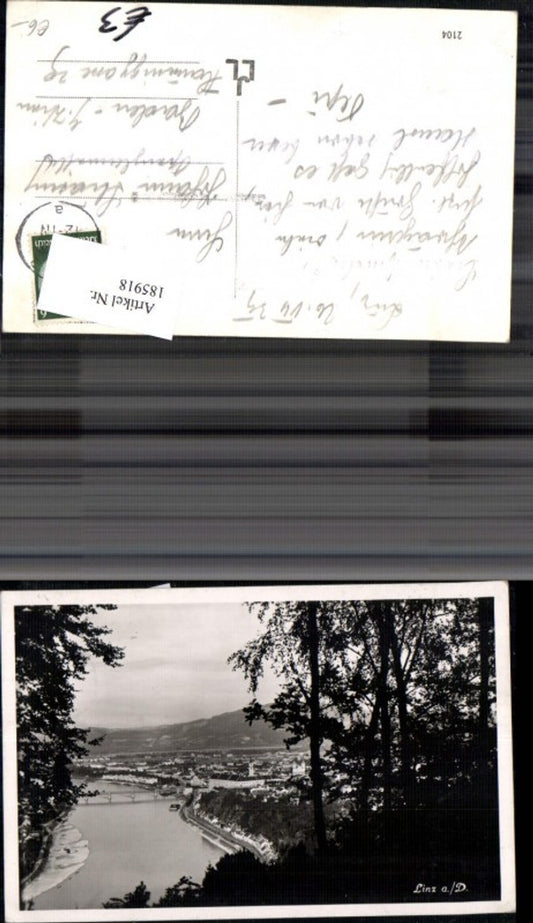 185918,Linz a. d. Donau Ansicht m. Bäumen i. Vordergrund