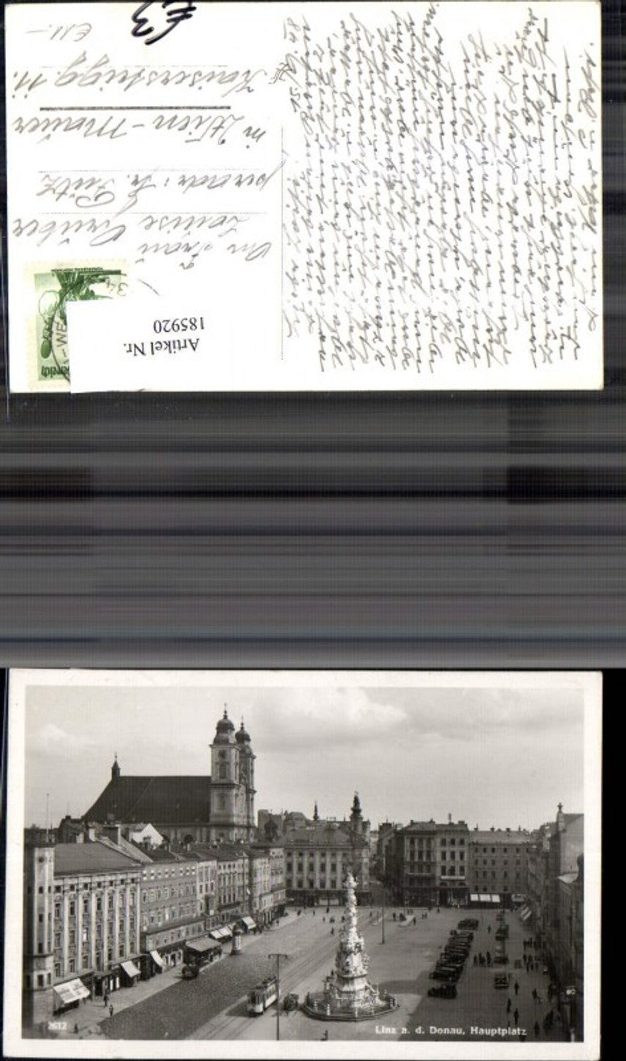 185920,Linz Foto Ak Hauptplatz m. Strassenbahn Automobile Personen