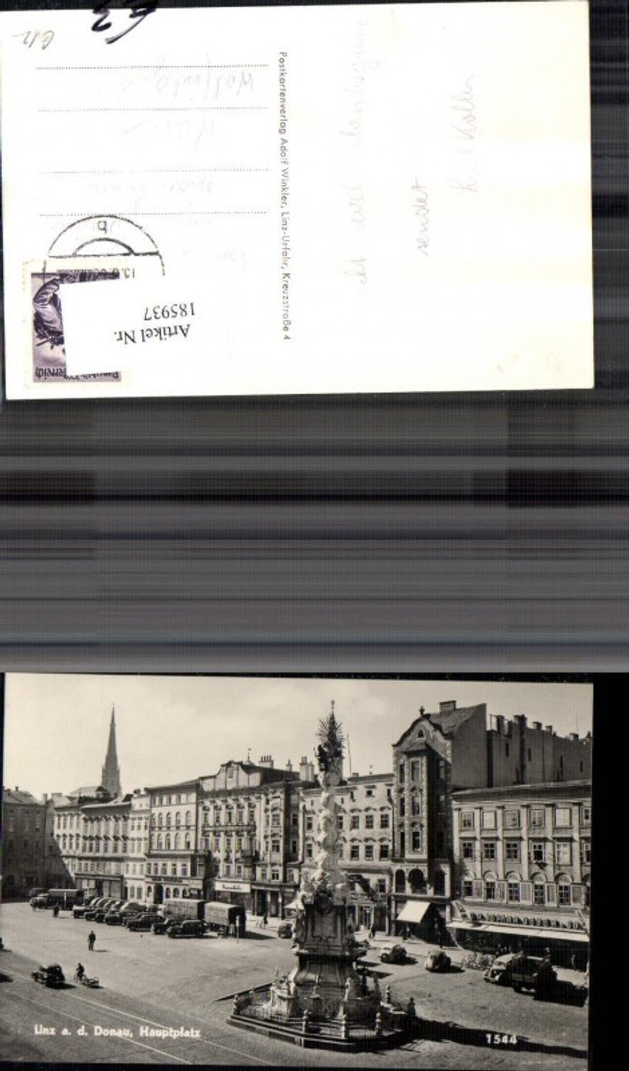 185937,Linz Hauptplatz m. Automobile LKW Säule