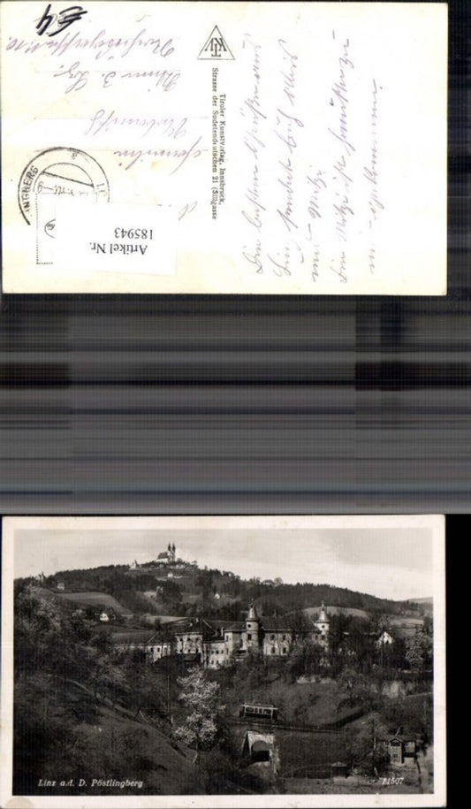 185943,Linz Pöstlingberg Ansicht m. Bahn Bergbahn Schmalspurbahn