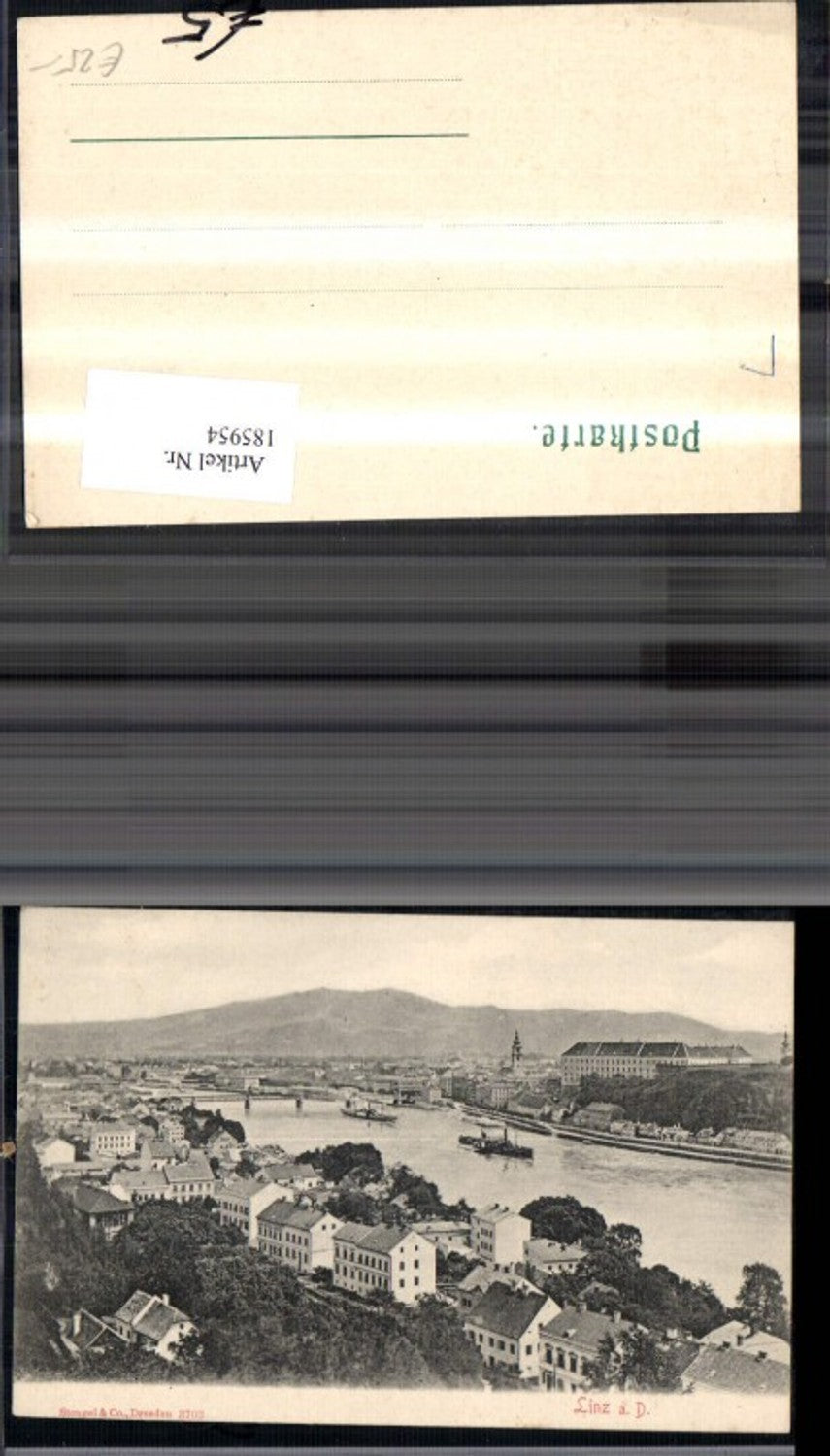 185954,Linz Teilansicht m. Schiff Dampfer pub Stengel Co 3703