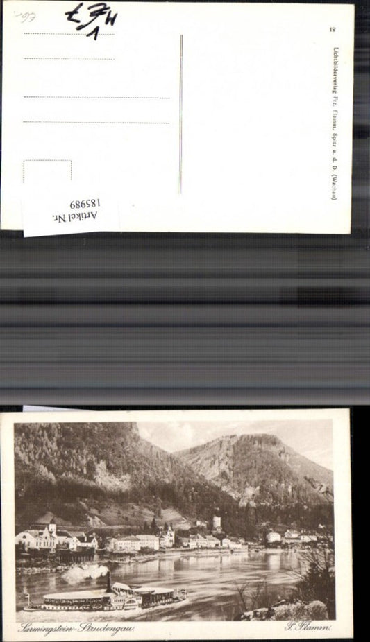 185989,Sarmingstein Strudengau Ansicht m. Schiff Dampfer pub Frz. Flamm