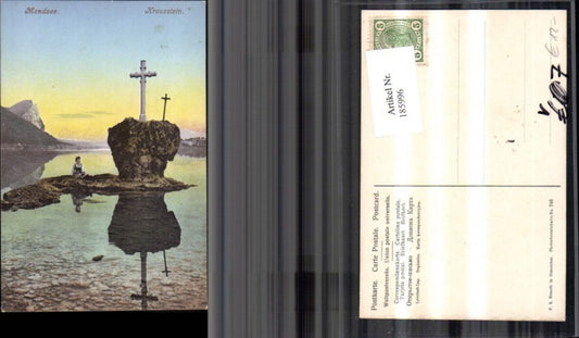 185996,Mondsee Kreuzstein Ansicht m. Frau pub F. E. Brandt 746