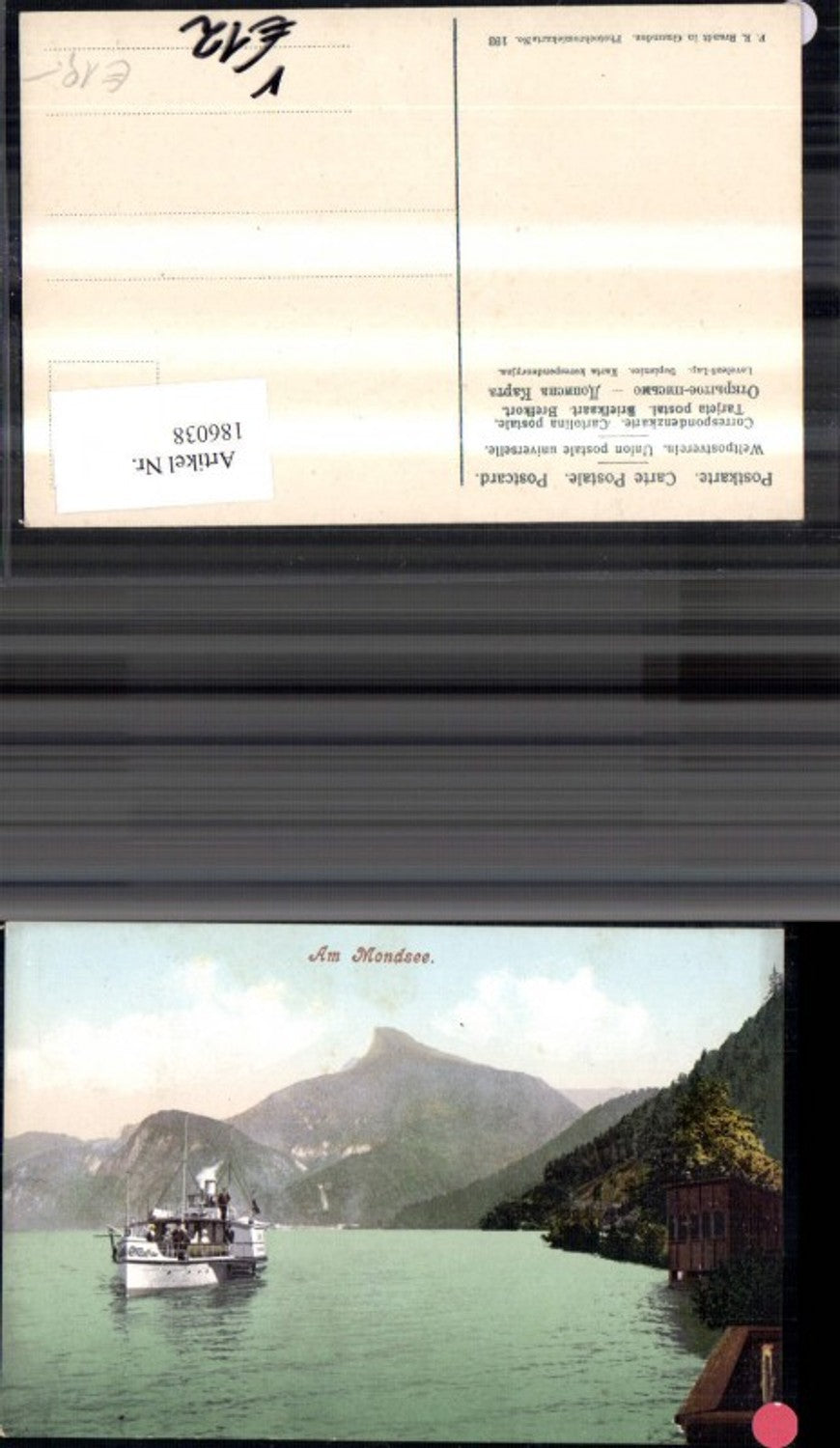 186038,Am Mondsee Schiff Dampfer pub F. E. Brandt 193