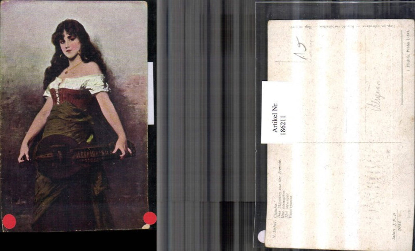 186211,Künstler AK N. Sichel Gypsy Mignon Mädchen m. Kleid Mandoline