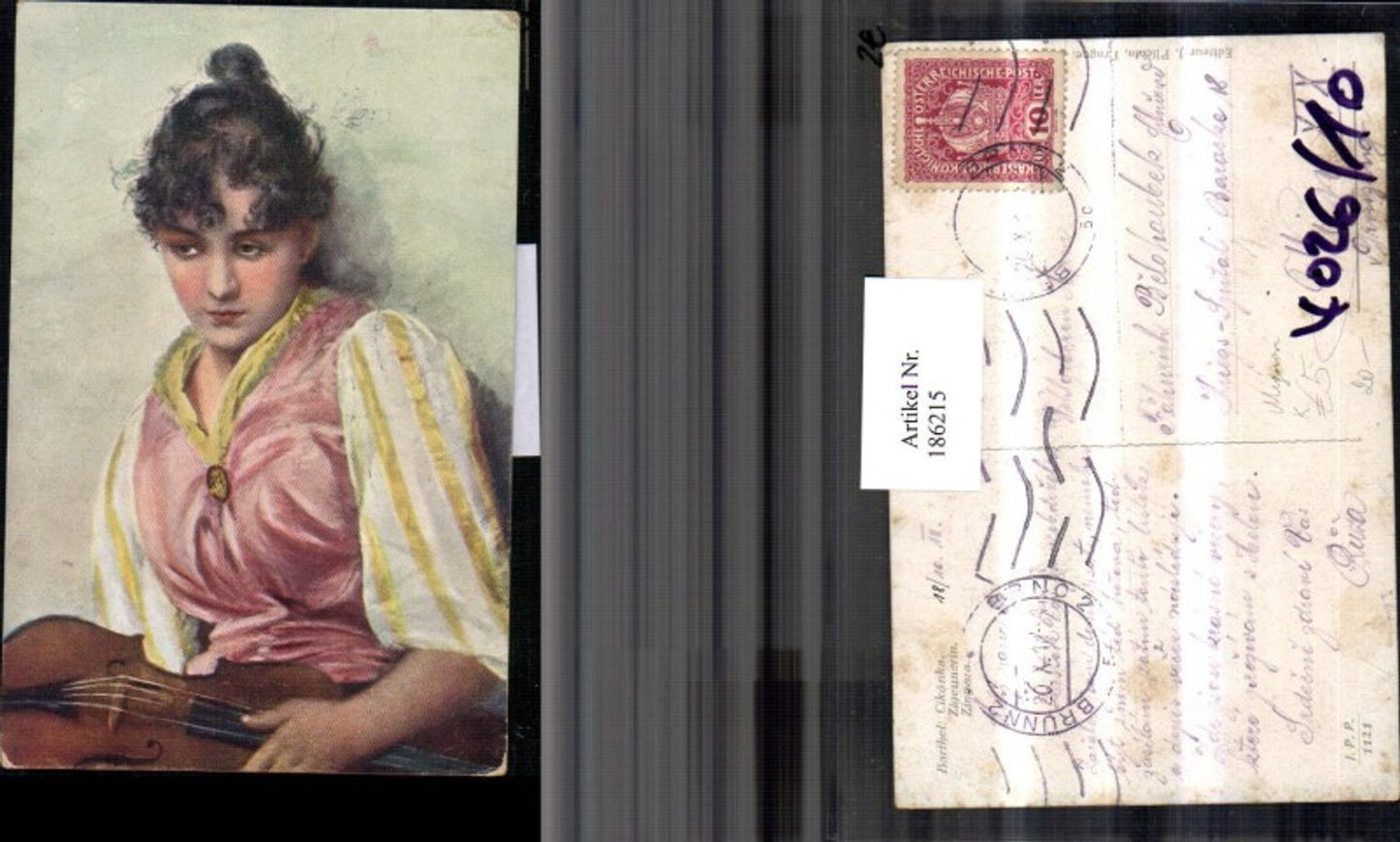 186215,Künstler AK Barthel Gypsy Mignon Frau m. Geige