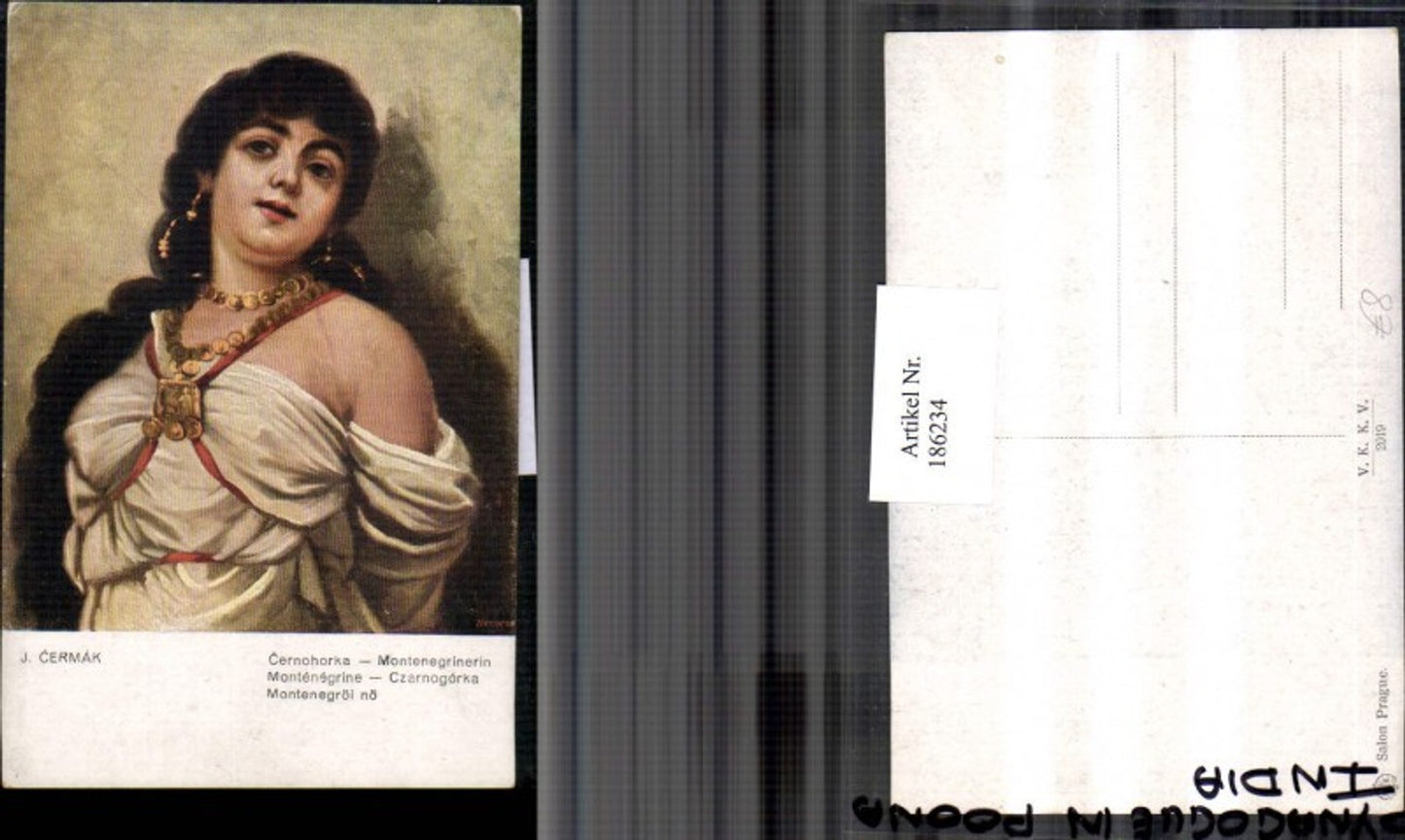 186234,Künstler AK J. Cermak Gypsy Mignon Montenegrinerin Schmuck