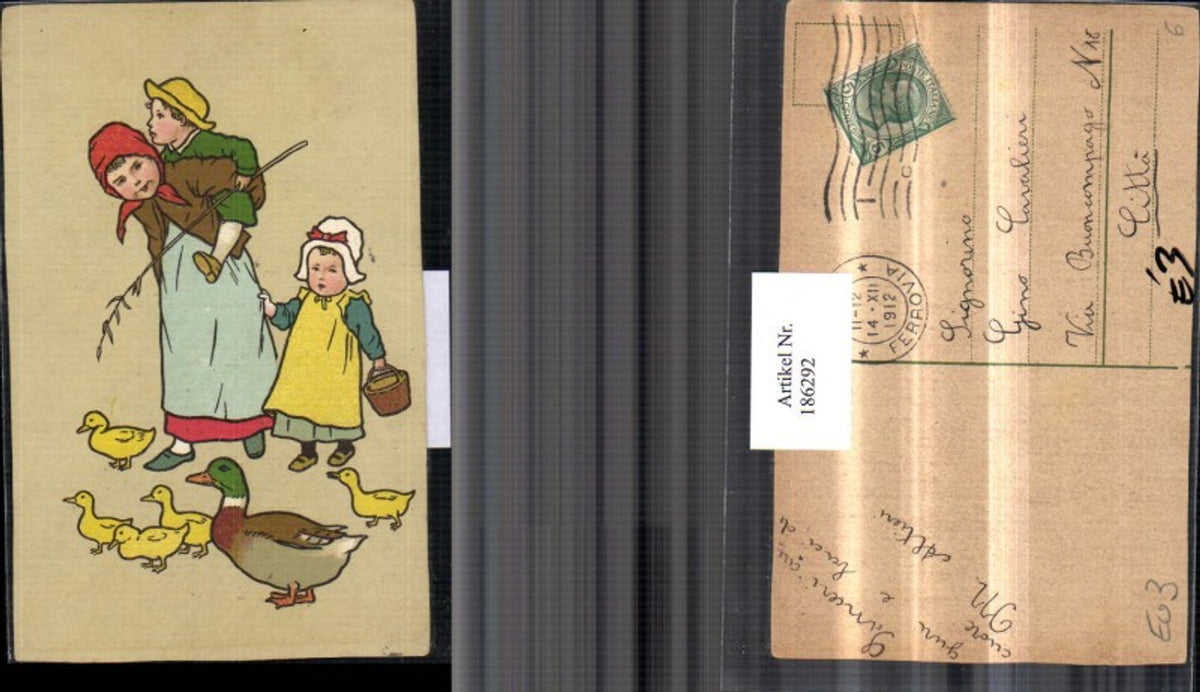 186292,Kinder m. Hut Haube Enten