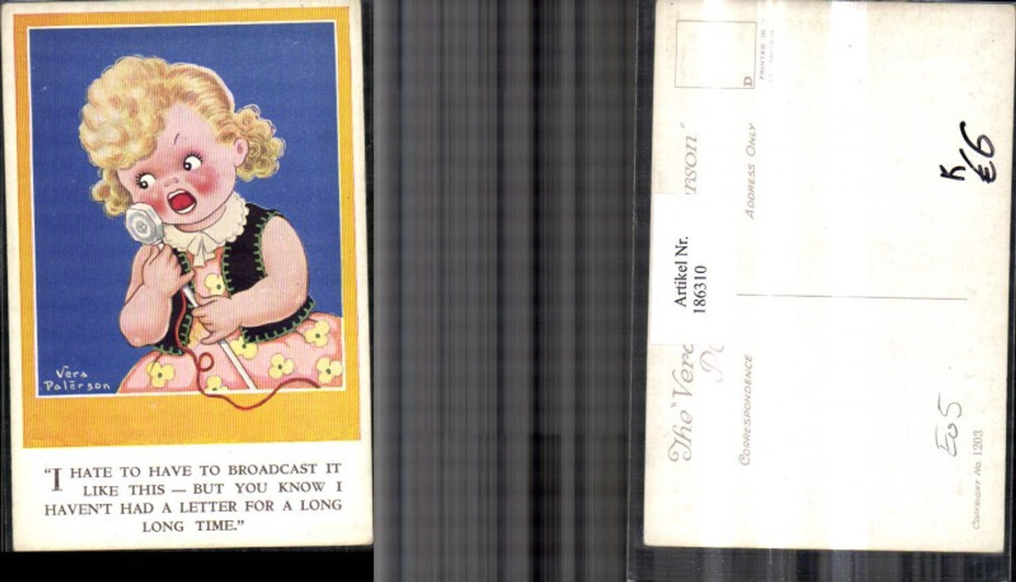 186310,Künstler AK Vera Palerson Mädchen m. Kleid b. Singen Mikrofon