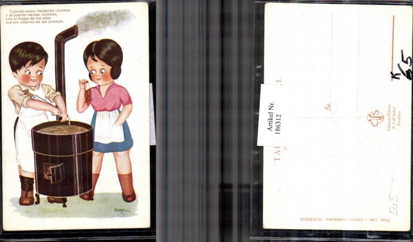 186312,Künstler AK Hertogs Kinder am Ofen b. Kochen