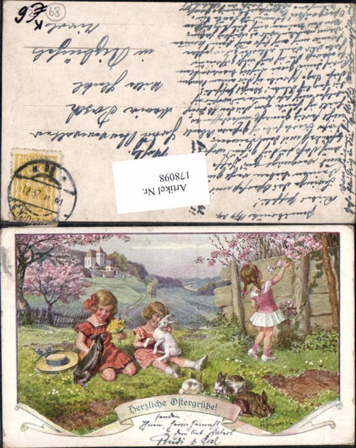 178098,Künstler AK H. Schubert Ostern Kinder Hase Tolle AK